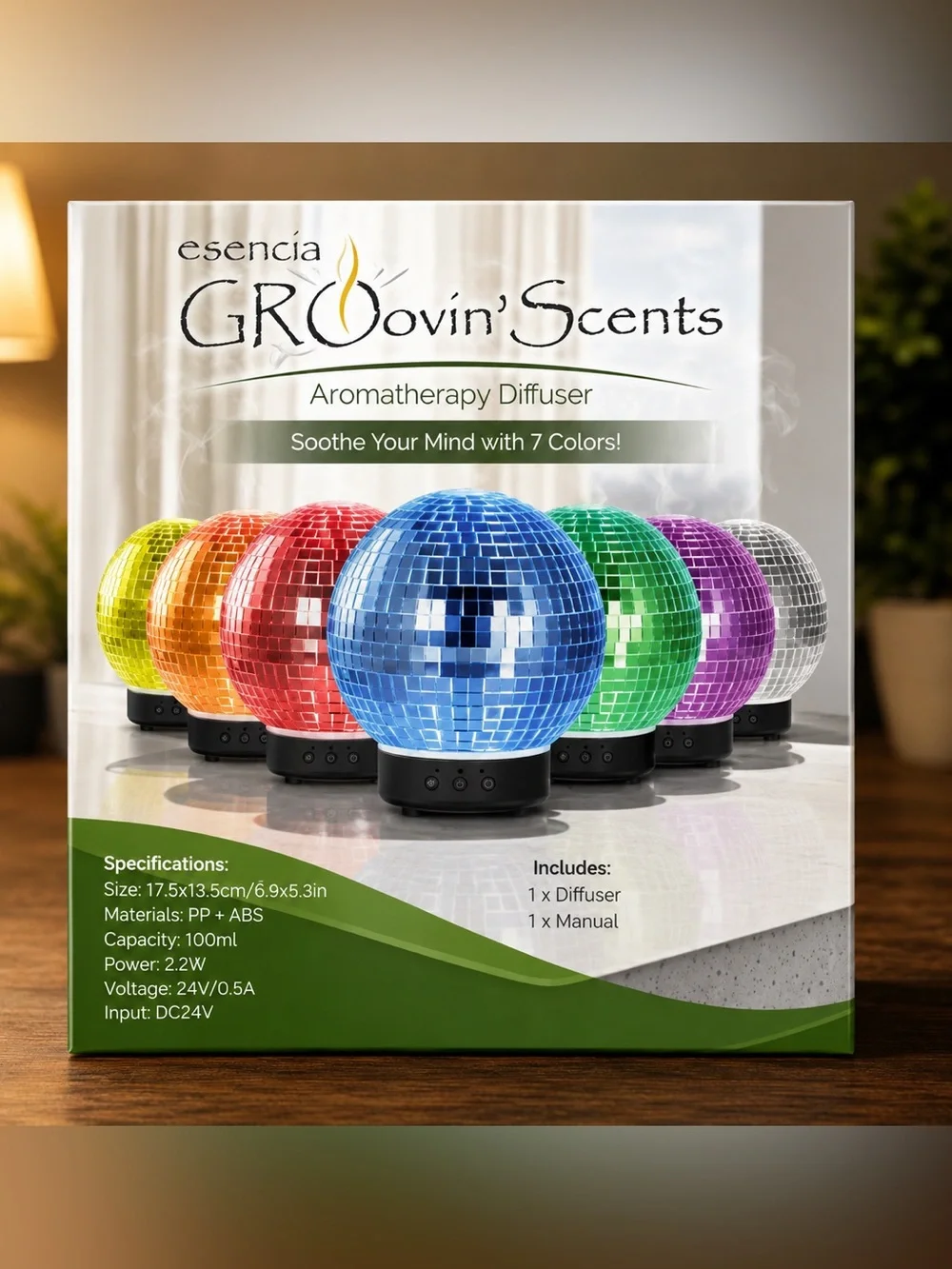 Disco Ball Diffuser : Rotating Aromatherapy Diffuser, Maximalist Decor 7 colors